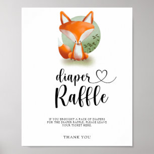 Póster Zorro del bosque lindo - rifa de pañales