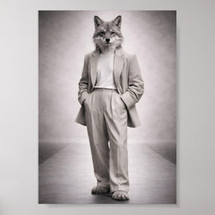 Póster Zorro elegante con traje moderno ligero Retrato