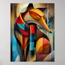 Zorro Encantador – Elegancia Cubista en una Bufand