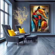 Zorro Encantador – Elegancia Cubista en una Bufand