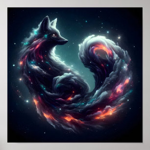 Póster Zorro Espiritual Fantasía Animal Luz Estelar Cósmi