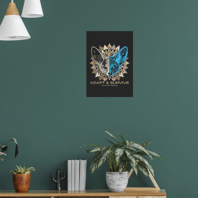 Póster Zorro Fennec Ciberpunk Geométrico (Salón 1)