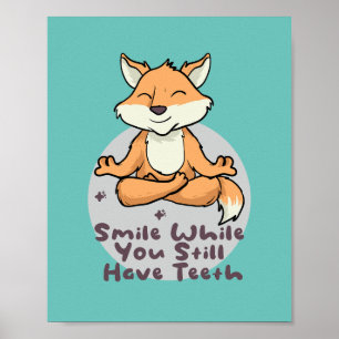 Póster Zorro gracioso kawaii sonriendo y haciendo poses d
