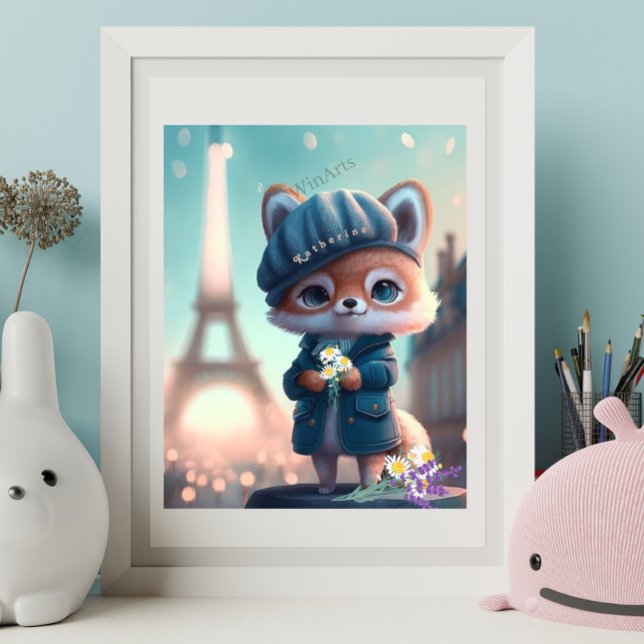 Póster Zorro Lindo en Azul, Torre Eiffel de París Persona (Subido por el creador)