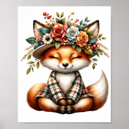 Póster Zorro lindo haciendo zen