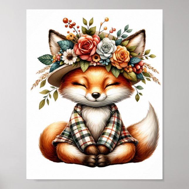 Póster Zorro lindo haciendo zen (Frente)
