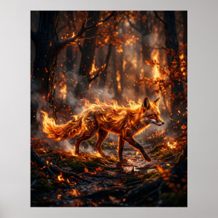 Póster Zorro Rojo Fuego Bosque de Ascuas