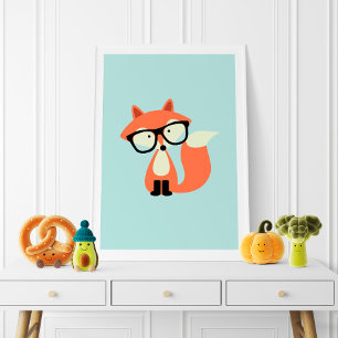 Póster Zorro Rojo Hipster Adorable