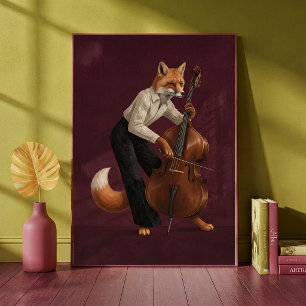 Póster Zorro Sofisticado Tocando Instrumento Musical Viol