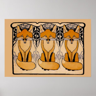 Póster Zorros art nouveau