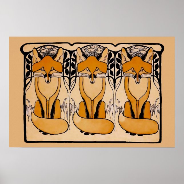 Póster Zorros art nouveau (Frente)