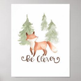Póster Zorros de Acuarela Amigos del Bosque Sé Inteligent