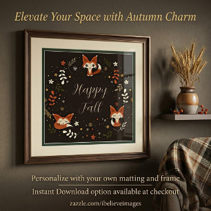 Póster Zorros de otoño con texto personalizable