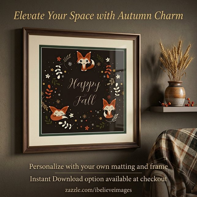 Póster Zorros de otoño con texto personalizable  (Subido por el creador)