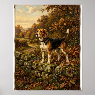 Póster Zorros ingleses vintage perros de caza II