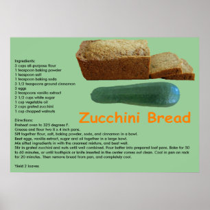 Póster Zucchini Bread Recipe Print