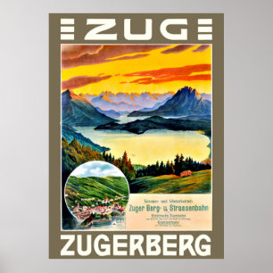 Póster Zug, montaña de Zegerberg, Suiza, vintage