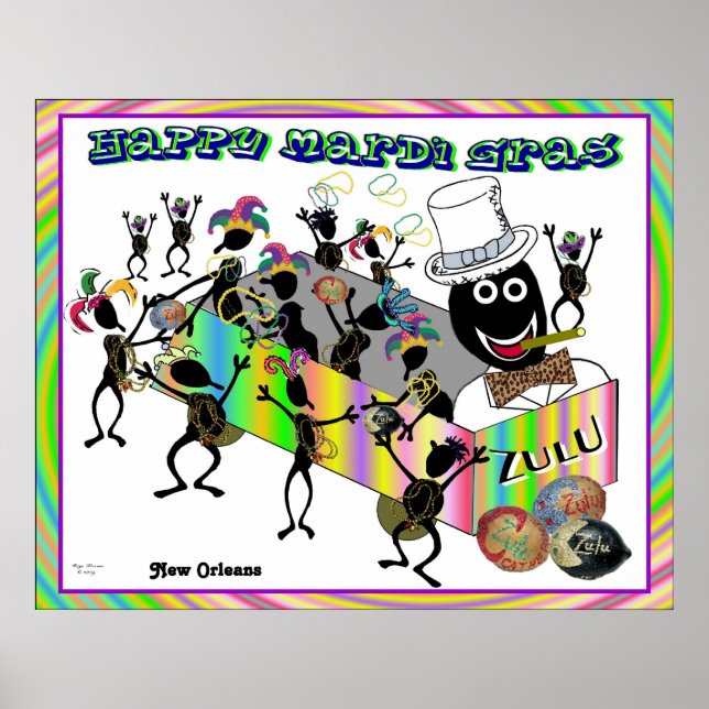 Póster Zulu parade at Mardi Gras (Frente)