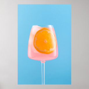 Póster Zumo de naranja en vaso transparente
