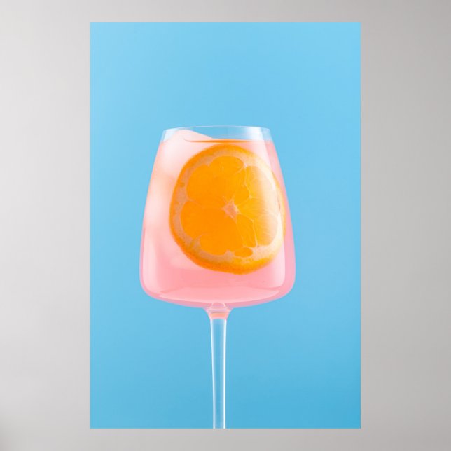 Póster Zumo de naranja en vaso transparente (Frente)