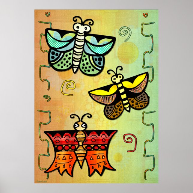 Póster Zuni Butterfly Folk Art (Frente)