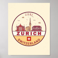 Zurich Suiza City Skyline Emblem