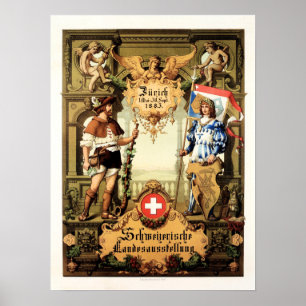 Póster ZURICH Suiza Exposición nacional de turismo
