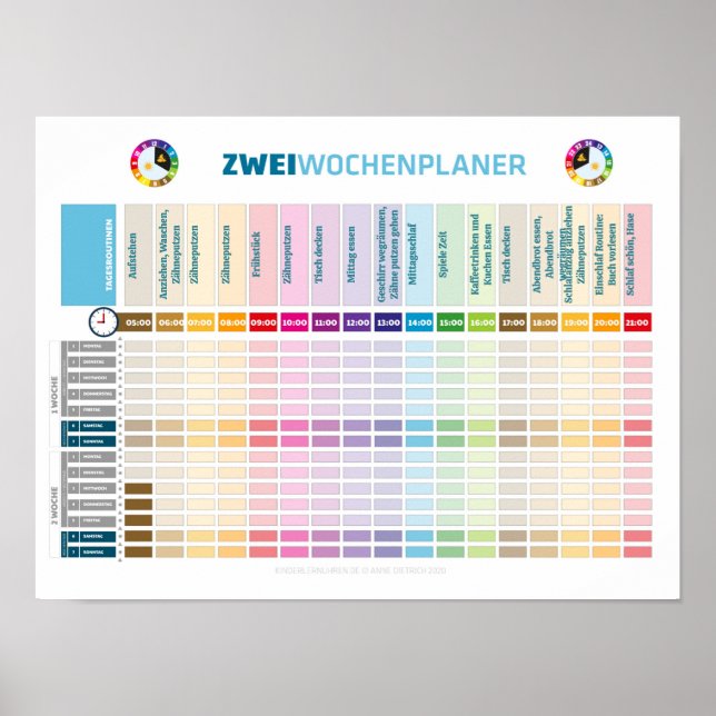 Póster Zwei Wochenplaner für Kinder im Wechselmodell (Frente)