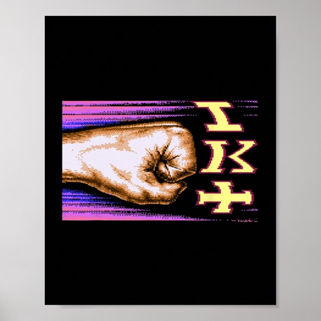 Póster Zx Spectrum C64 Karate 8 bits Retro  (Frente)