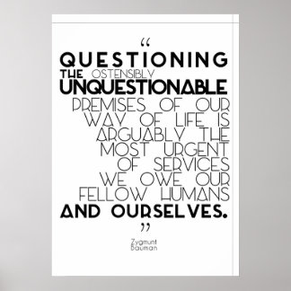 Póster Zygmunt Bauman - Questioning the unquestionable