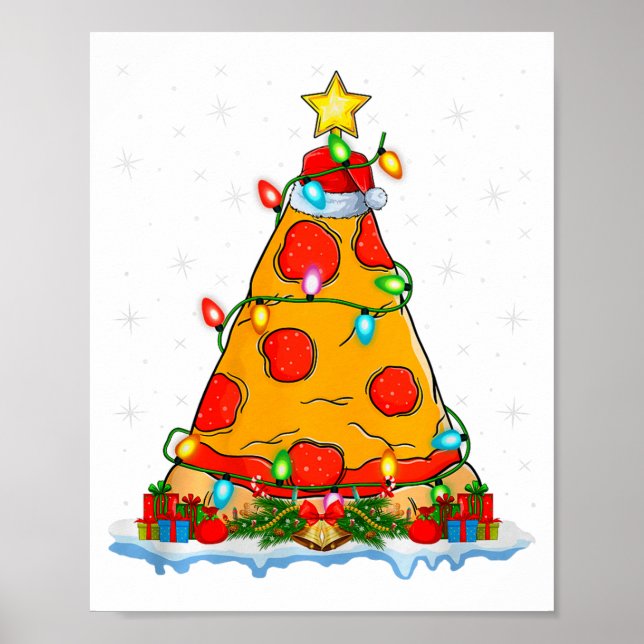 Póster Zza Christmas Tree Lights Santa Hat Fast Food Zza  (Frente)