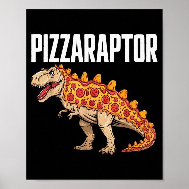 Póster Zza T-rex Dino Fast Food Funny Zza Dinosaur  (Frente)
