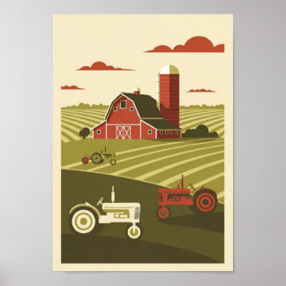 Pósteres Impresión de Escena de Granja Vintage