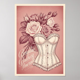 Pósteres Vintage Rosa Corsé Impresión