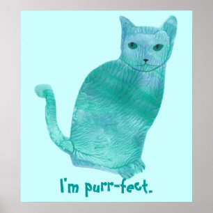 Pósters abstractos de gato azul verde perfectos