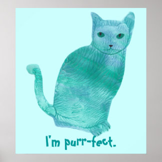Pósters abstractos de gato azul verde perfectos