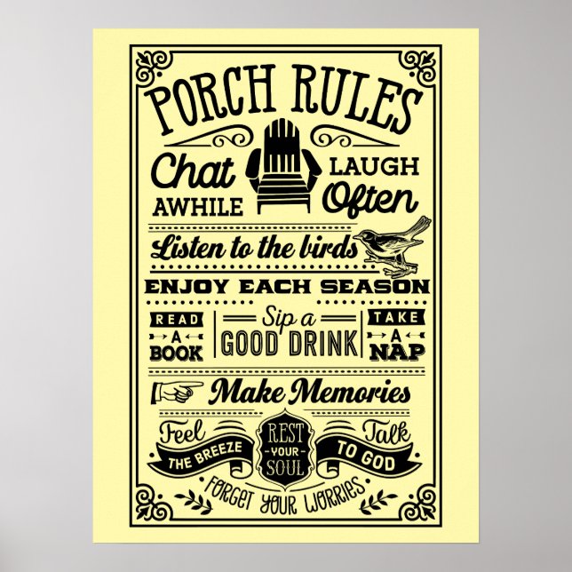 POSTERS AL AIRE LIBRE - Reglas de Porche (Frente)