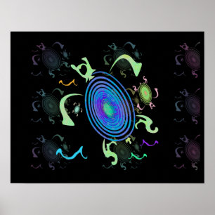 Posters bailarines de tortugas marinas