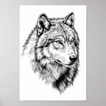 Posters Black and White Animal Portrait