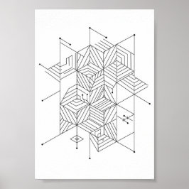 Posters Black and White Geometric Pattern