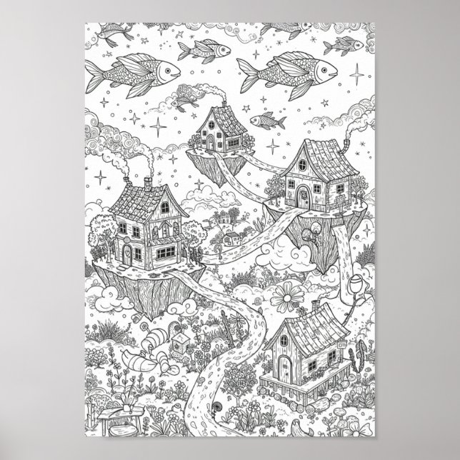 Posters Black and White Whimsical Doodle Art (Frente)