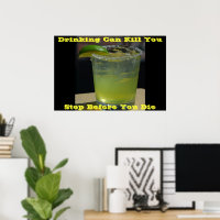 posters contra el consumo de alcohol en verde