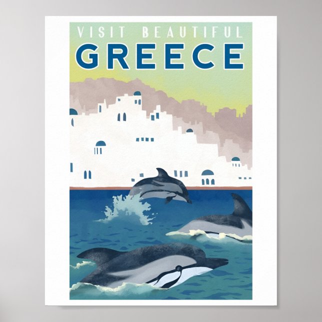 Posters de acuarela de viajes de la Antigua Grecia (Frente)