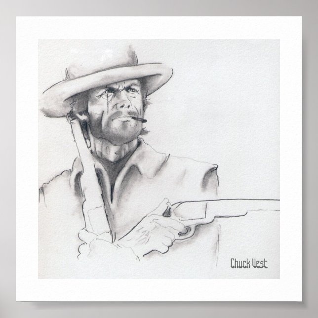 Posters de arte Clint Eastwood Pencil (Frente)