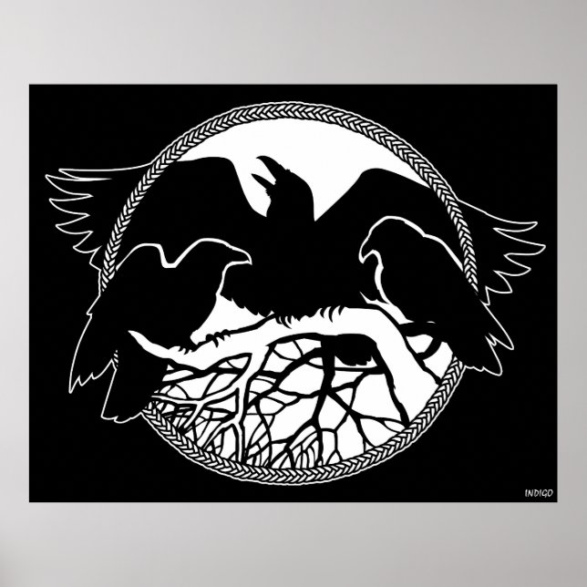 Posters de arte raven Arte nativo de vida silvestr (Frente)
