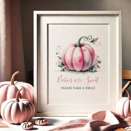 Posters de Baby Shower de calabaza rosa