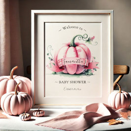 Posters de Baby Shower de calabaza rosa