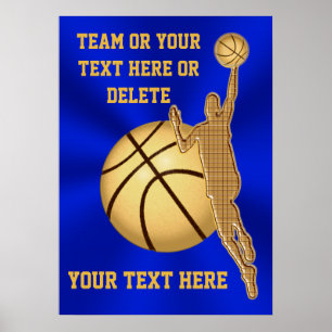 Posters de baloncesto personalizados Blue and Gold