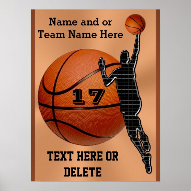 Posters de baloncesto personalizados eligen tamaño (Frente)