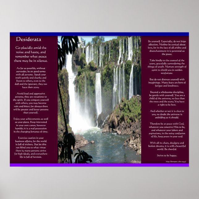 POSTERS de cascadas DESIDERATA 3 (Frente)
